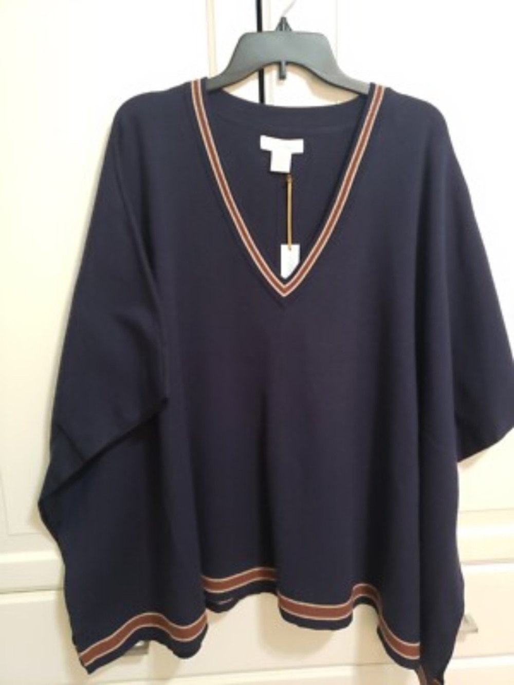 House of Harlow 1960 Poncho V-Neck Navy Sweater